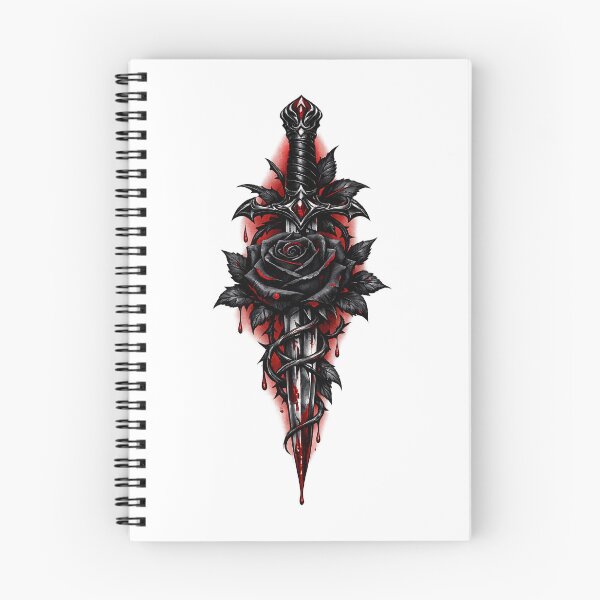 Item preview, Gothic Black Rose Dagger Dark Romance Tattoo Style Gift designed and sold by Artycom.