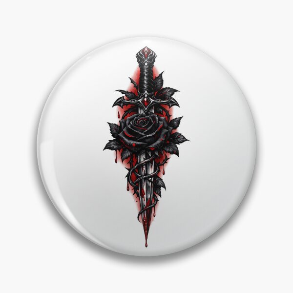 Item preview, Gothic Black Rose Dagger Dark Romance Tattoo Style Gift designed and sold by Artycom.