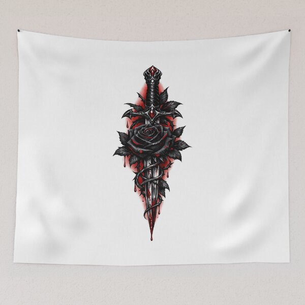 Item preview, Gothic Black Rose Dagger Dark Romance Tattoo Style Gift designed and sold by Artycom.