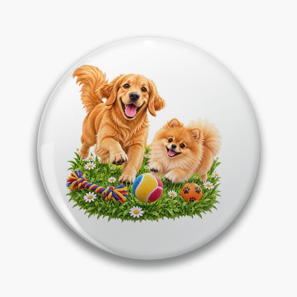 Item preview, Dogs happy and playful in Meadow corgi and retriever dogs  designed and sold by SABEHAT.