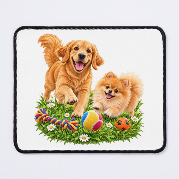 Item preview, Dogs happy and playful in Meadow corgi and retriever dogs designed and sold by SABEHAT.