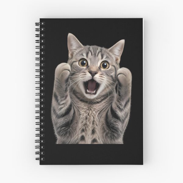 Item preview, Surprised Tabby Cat with Paws Raised Open Mouth designed and sold by Linework Studio.