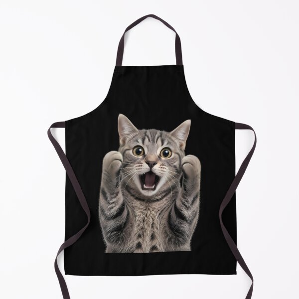 Item preview, Surprised Tabby Cat with Paws Raised Open Mouth designed and sold by Linework Studio.