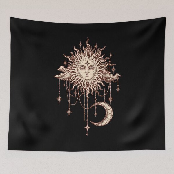 Item preview, Celestial Sun and Moon Vintage Astrology Tarot Gothic Boho designed and sold by CatiaStudioArt.