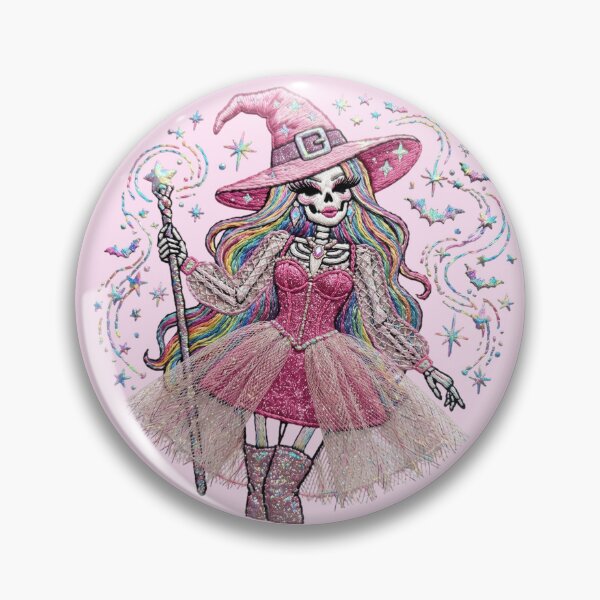 Item preview, Pink Skeleton Witch Halloween Costume Embroidered Patch Art designed and sold by GymTanLaundry.