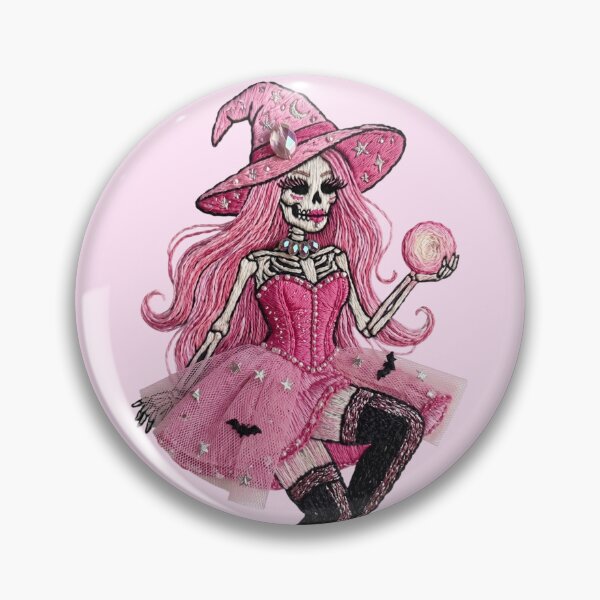 Item preview, Pink Skeleton Witch Halloween Costume Embroidered Patch Art designed and sold by GymTanLaundry.