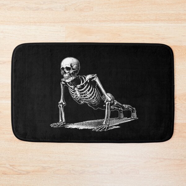 Item preview, Skeleton Doing Push Ups Workout Linocut Art designed and sold by Lady-K-.