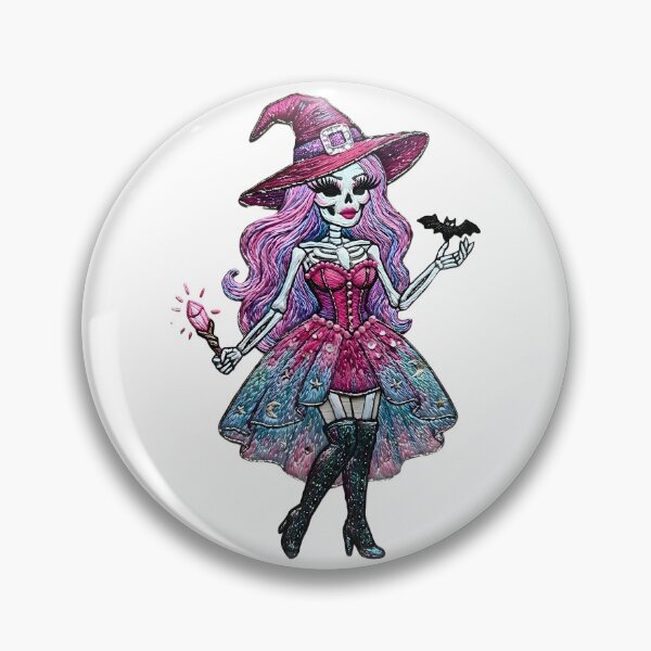 Item preview, Pink Skeleton Witch Halloween Costume Embroidered Patch Art designed and sold by GymTanLaundry.