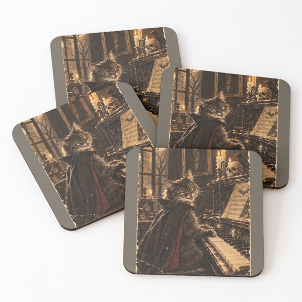 Item preview, Gothic Cat Playing Piano Midnight Melodies designed and sold by HOUSE OF TIST.