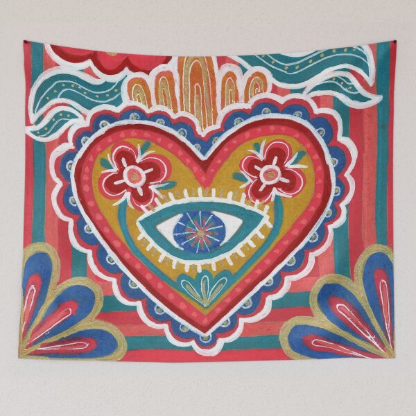 Item preview, Sacred Heart with Evil Eye and Flowers designed and sold by Fani*.