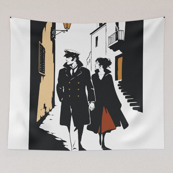 Item preview, Corto Maltese Inspired Art Print | Romantic Sailor Couple Decor | Vintage Comic Art designed and sold by Studio pod Burom.