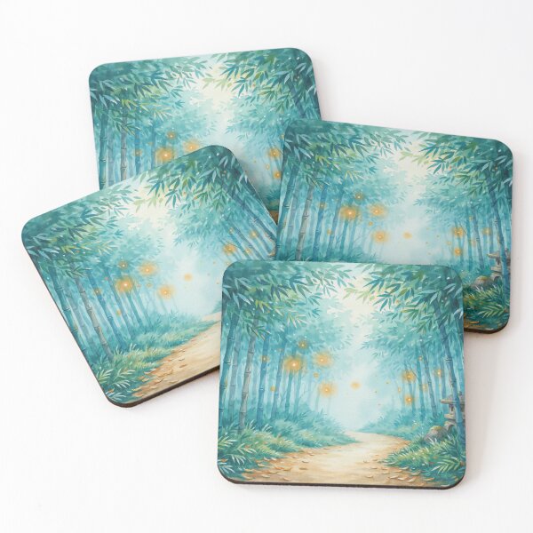 Item preview, Vintage Watercolor Bamboo Forest Fireflies Pathway Illustration Vector designed and sold by Shutter-Dragon.