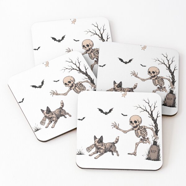 Item preview, Blue Heeler Steals Skeleton Bone Funny Halloween designed and sold by CreativeBrains7.