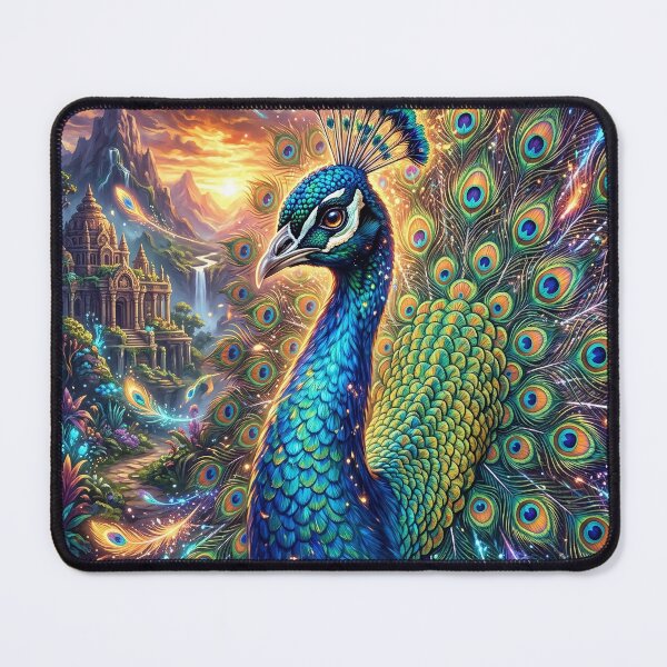 Item preview, Peacock Displaying Vivid Feathers in a Golden Light designed and sold by Lucid Dream Pixel.