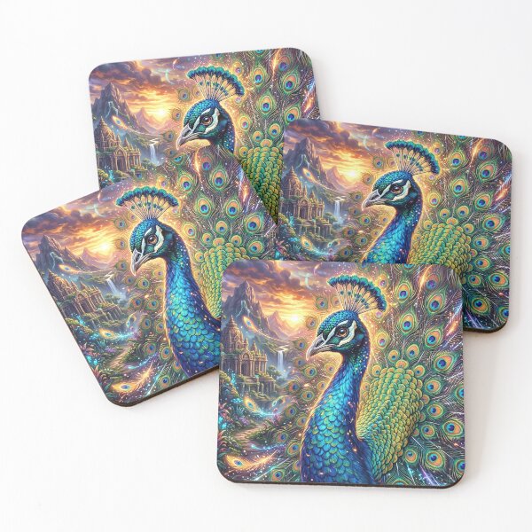 Item preview, Peacock Displaying Vivid Feathers in a Golden Light designed and sold by Lucid Dream Pixel.