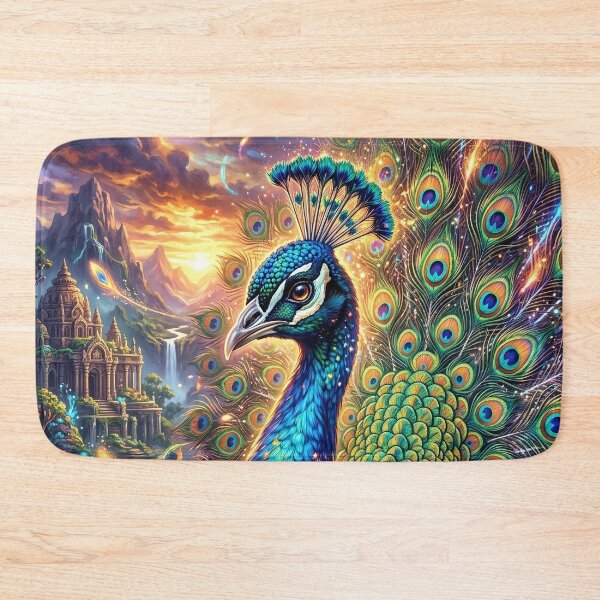 Item preview, Peacock Displaying Vivid Feathers in a Golden Light designed and sold by Lucid Dream Pixel.