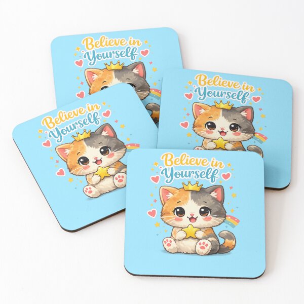 Item preview, Believe in Yourself – Cute Cat Motivational designed and sold by Dew Drop Designs.