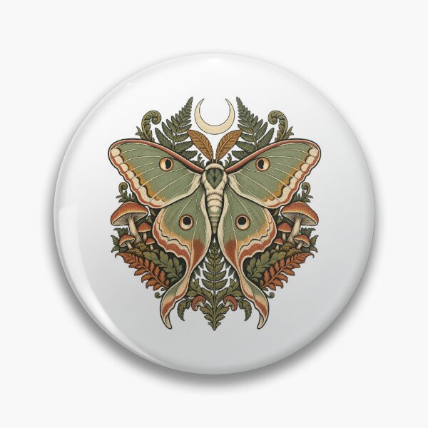 Item preview, Celestial Moth with Mushrooms - Botanical Woodland Art designed and sold by cybersilverhand.