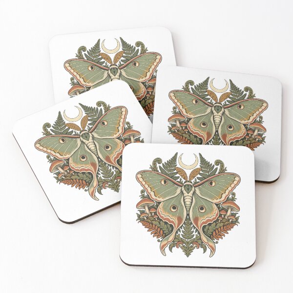 Item preview, Celestial Moth with Mushrooms - Botanical Woodland Art designed and sold by cybersilverhand.