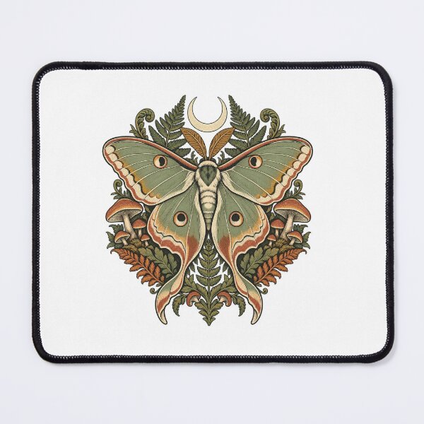 Item preview, Celestial Moth with Mushrooms - Botanical Woodland Art designed and sold by cybersilverhand.