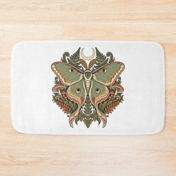 Item preview, Celestial Moth with Mushrooms - Botanical Woodland Art designed and sold by cybersilverhand.