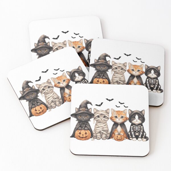 Item preview, Cute Cats Halloween Costumes Witch Mummy Skeleton designed and sold by CreativeBrains7.