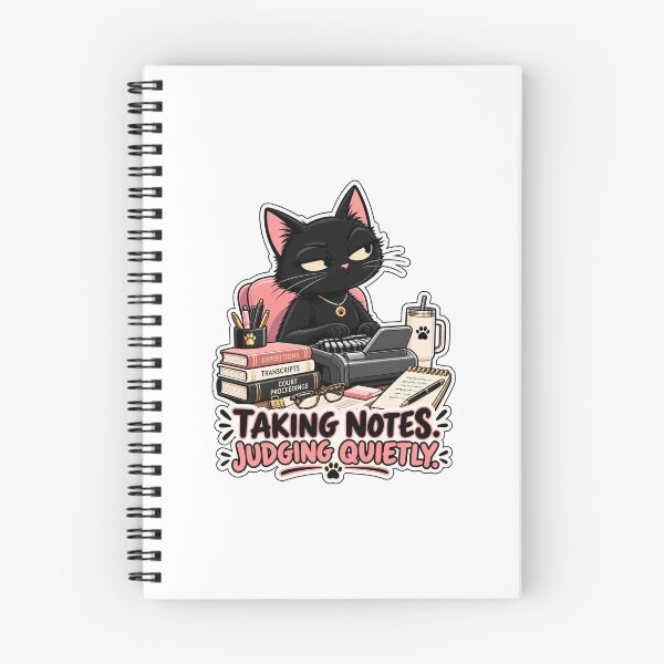 Item preview, Taking Notes Judging Quietly – Funny Court Reporter Cat designed and sold by InspireHerTribe.