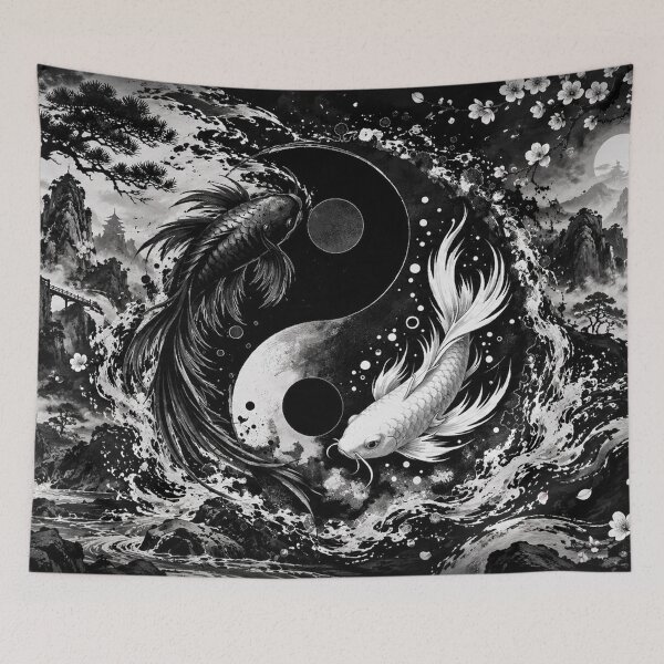 Item preview, Yin Yang Koi Fish Japanese Zen designed and sold by Fei Long Design Hub.