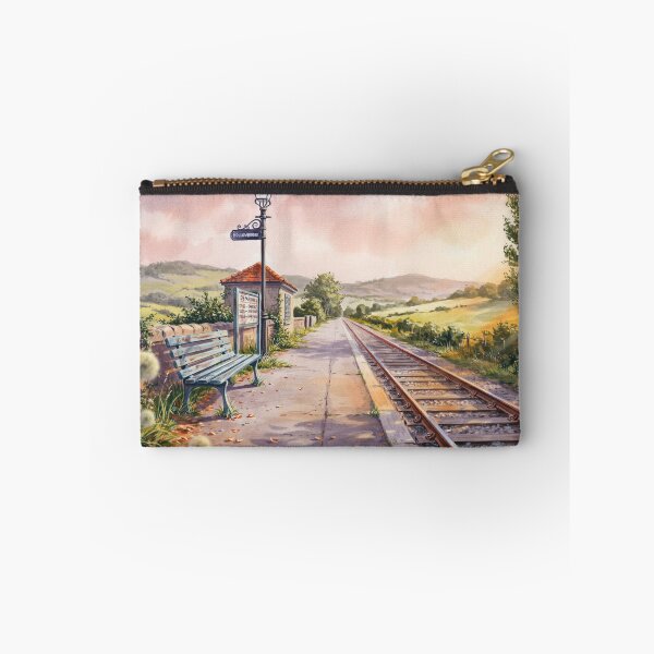 Item preview, Vintage Watercolor Train Station Hollowbrook Countryside Illustration Vector designed and sold by Shutter-Dragon.