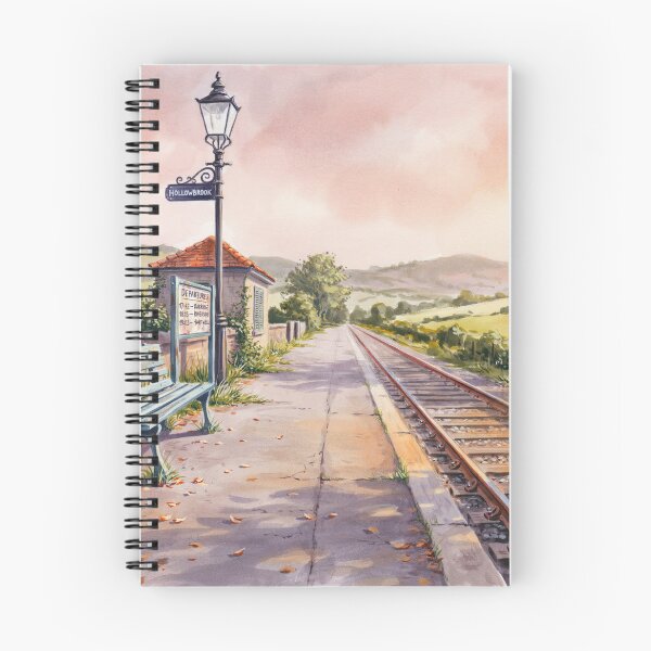 Item preview, Vintage Watercolor Train Station Hollowbrook Countryside Illustration Vector designed and sold by Shutter-Dragon.