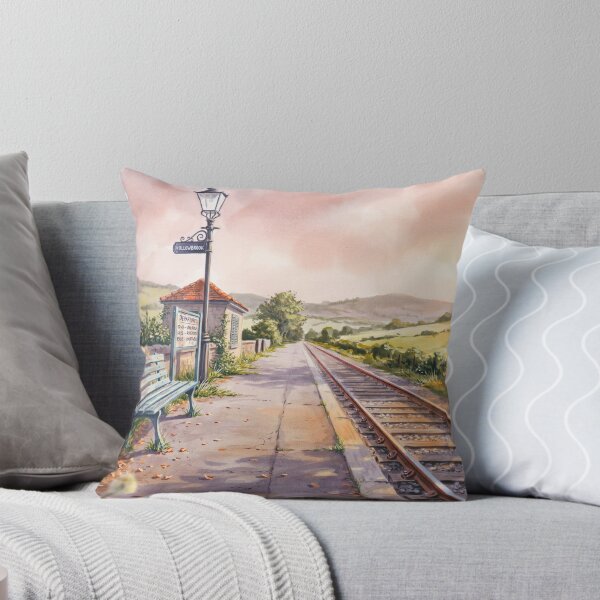 Item preview, Vintage Watercolor Train Station Hollowbrook Countryside Illustration Vector designed and sold by Shutter-Dragon.