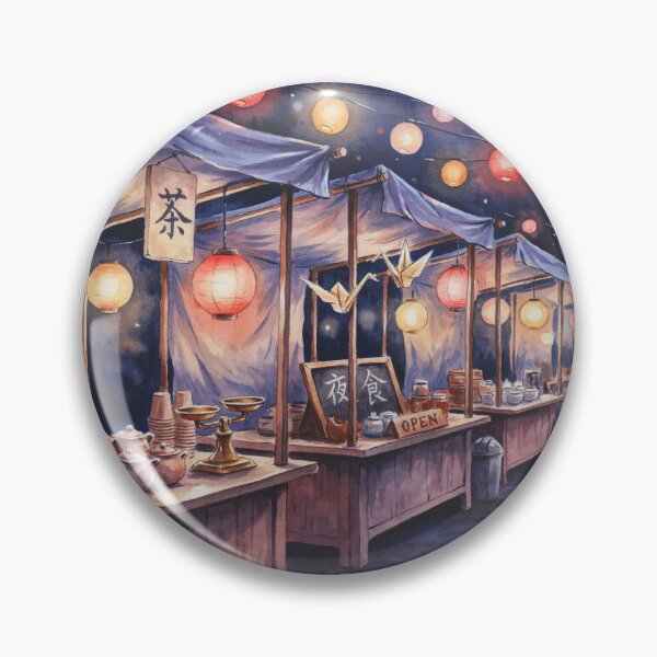 Item preview, Vintage Watercolor Asian Night Market Lantern Street Illustration Vector designed and sold by Shutter-Dragon.