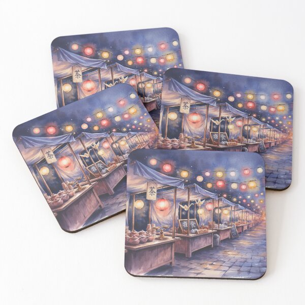 Item preview, Vintage Watercolor Asian Night Market Lantern Street Illustration Vector designed and sold by Shutter-Dragon.