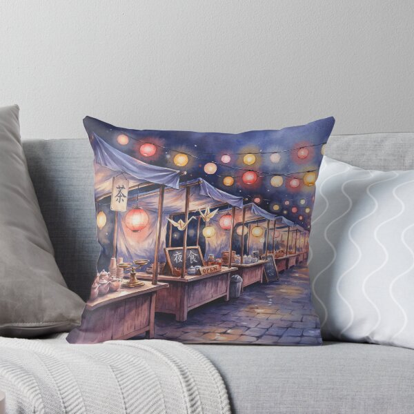 Item preview, Vintage Watercolor Asian Night Market Lantern Street Illustration Vector designed and sold by Shutter-Dragon.