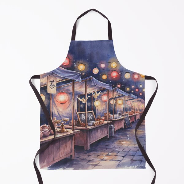 Item preview, Vintage Watercolor Asian Night Market Lantern Street Illustration Vector designed and sold by Shutter-Dragon.