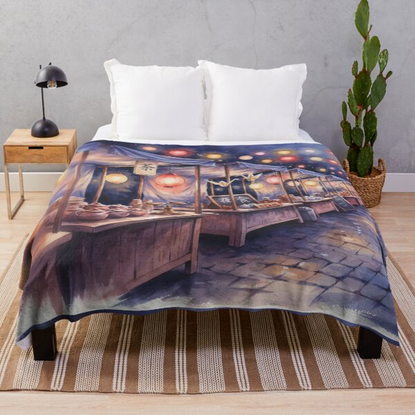 Item preview, Vintage Watercolor Asian Night Market Lantern Street Illustration Vector designed and sold by Shutter-Dragon.