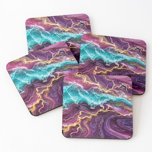 Item preview, NEON TIDE•FLUID RESIN ART•TURQUOISE MAGENTA GOLD•ABEL LUGO•LSV designed and sold by Lugo Sunset Visions.