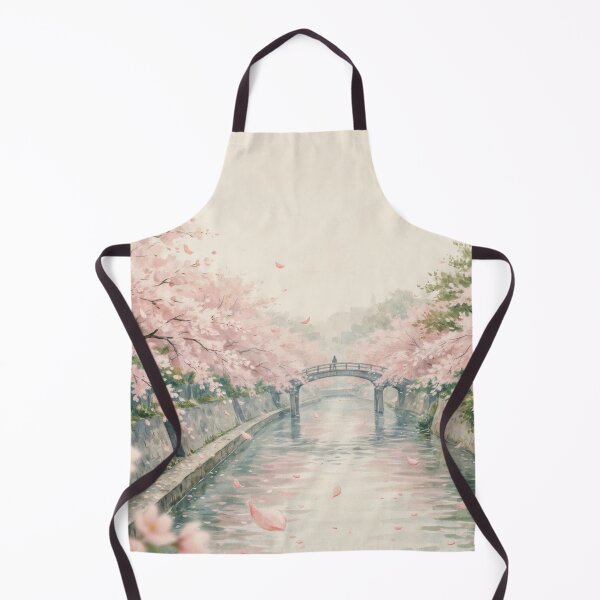 Item preview, Vintage Watercolor Cherry Blossom River Bridge Japan Illustration Vector designed and sold by Shutter-Dragon.