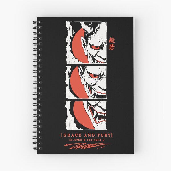 Item preview, Hannya Mask Grace and Fury - Halftone Woodblock Panels designed and sold by WAVE-JP.