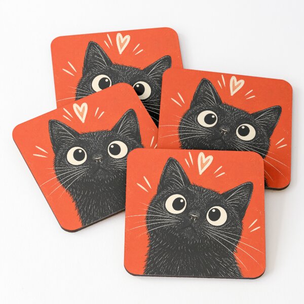 Item preview, Cute Black Cat Art – Wide Eyed Kitty, Funny Cat Lover Gift designed and sold by AbstractAuraArt.