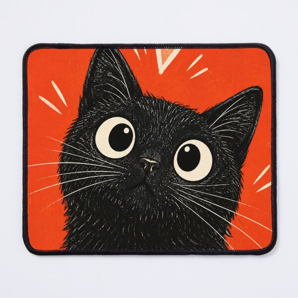 Item preview, Cute Black Cat Art – Wide Eyed Kitty, Funny Cat Lover Gift designed and sold by AbstractAuraArt.