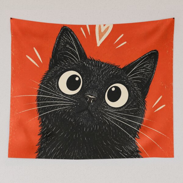 Item preview, Cute Black Cat Art – Wide Eyed Kitty, Funny Cat Lover Gift designed and sold by AbstractAuraArt.