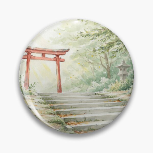 Item preview, Vintage Watercolor Japanese Torii Gate Forest Shrine Illustration Vector designed and sold by Shutter-Dragon.