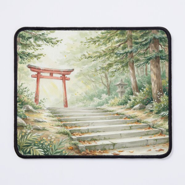 Item preview, Vintage Watercolor Japanese Torii Gate Forest Shrine Illustration Vector designed and sold by Shutter-Dragon.