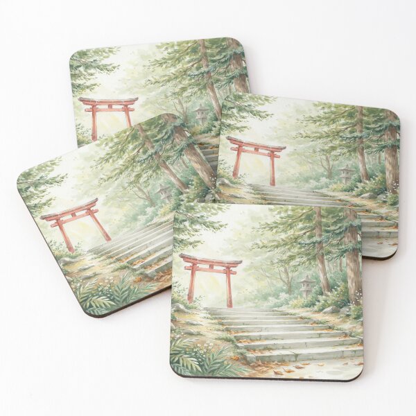 Item preview, Vintage Watercolor Japanese Torii Gate Forest Shrine Illustration Vector designed and sold by Shutter-Dragon.
