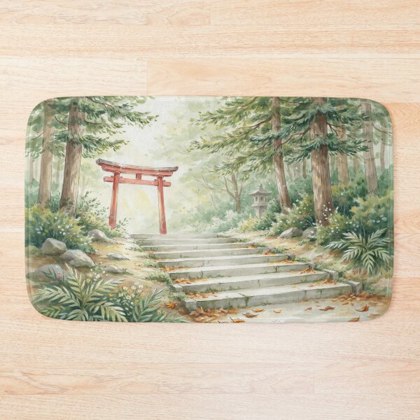 Item preview, Vintage Watercolor Japanese Torii Gate Forest Shrine Illustration Vector designed and sold by Shutter-Dragon.