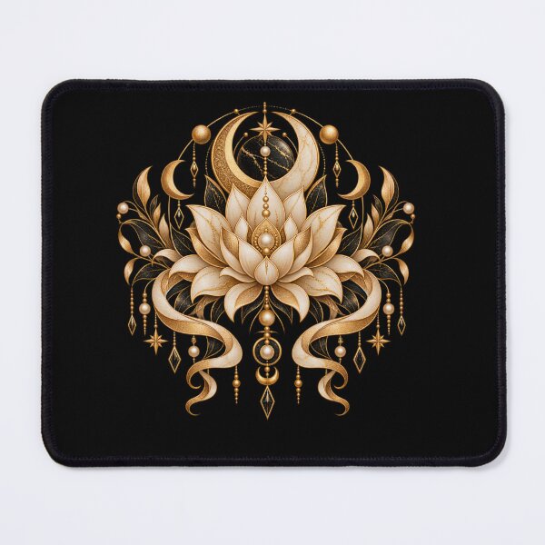 Item preview, Boho Celestial Sacred Gold Lotus Eclipse Art designed and sold by BohoMysticArt.