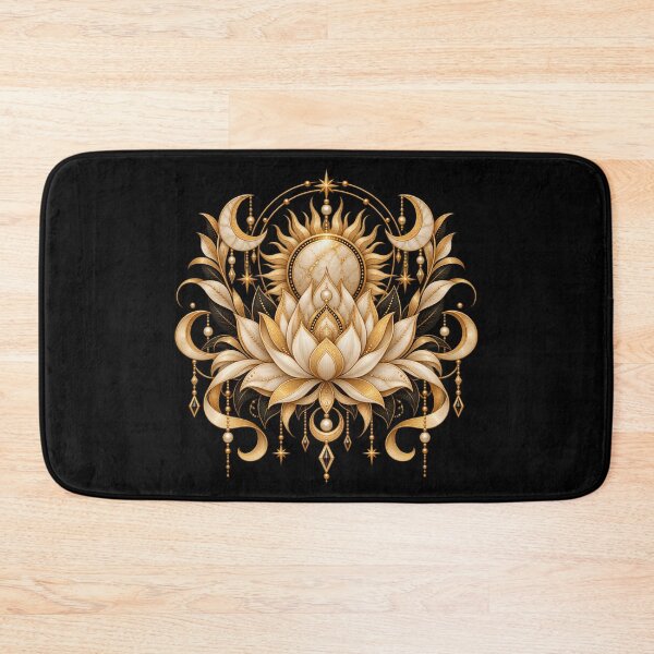 Item preview, Boho Celestial Sacred Gold Lotus Sun Art designed and sold by BohoMysticArt.