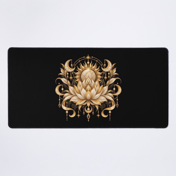 Item preview, Boho Celestial Sacred Gold Lotus Sun Art designed and sold by BohoMysticArt.