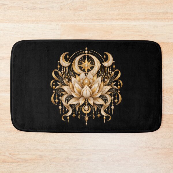 Item preview, Boho Celestial Sacred Gold Lotus Star Art designed and sold by BohoMysticArt.